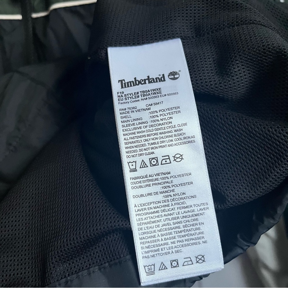 Timberland KURTKA WINDBREAKER FULL ZIP JACKET SMALL MEN GREEN BLACK - Picture 4 of 5